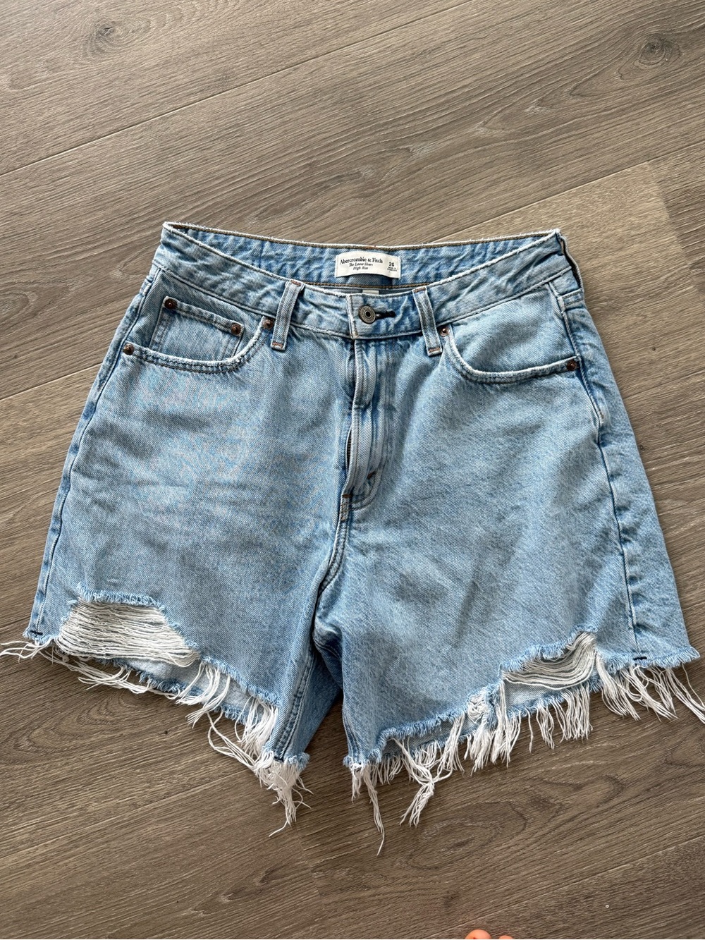 Abercrombie & Fitch Light Blue Distressed Denim Shorts